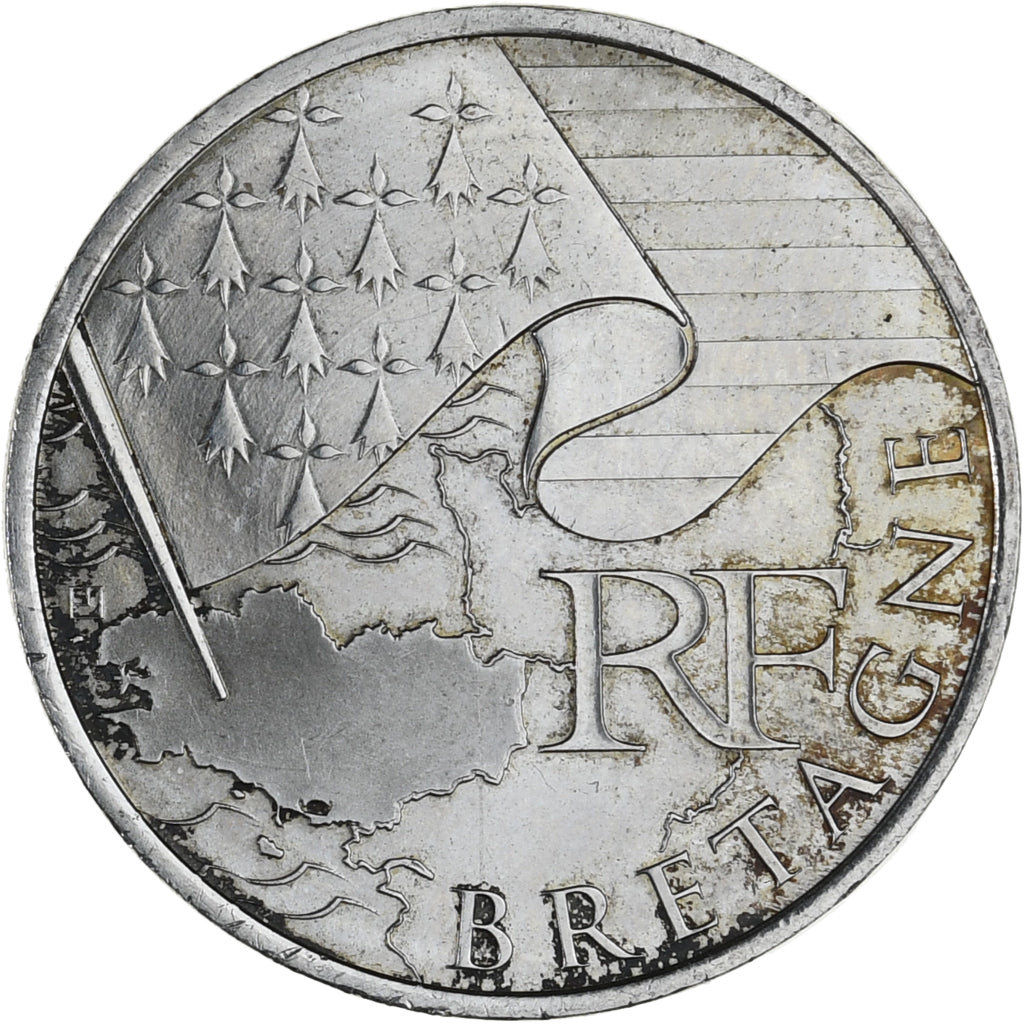 France, 10 Euro, Euros des régions, 2010, Paris, Bretagne, SUP, Argent, KM:1648