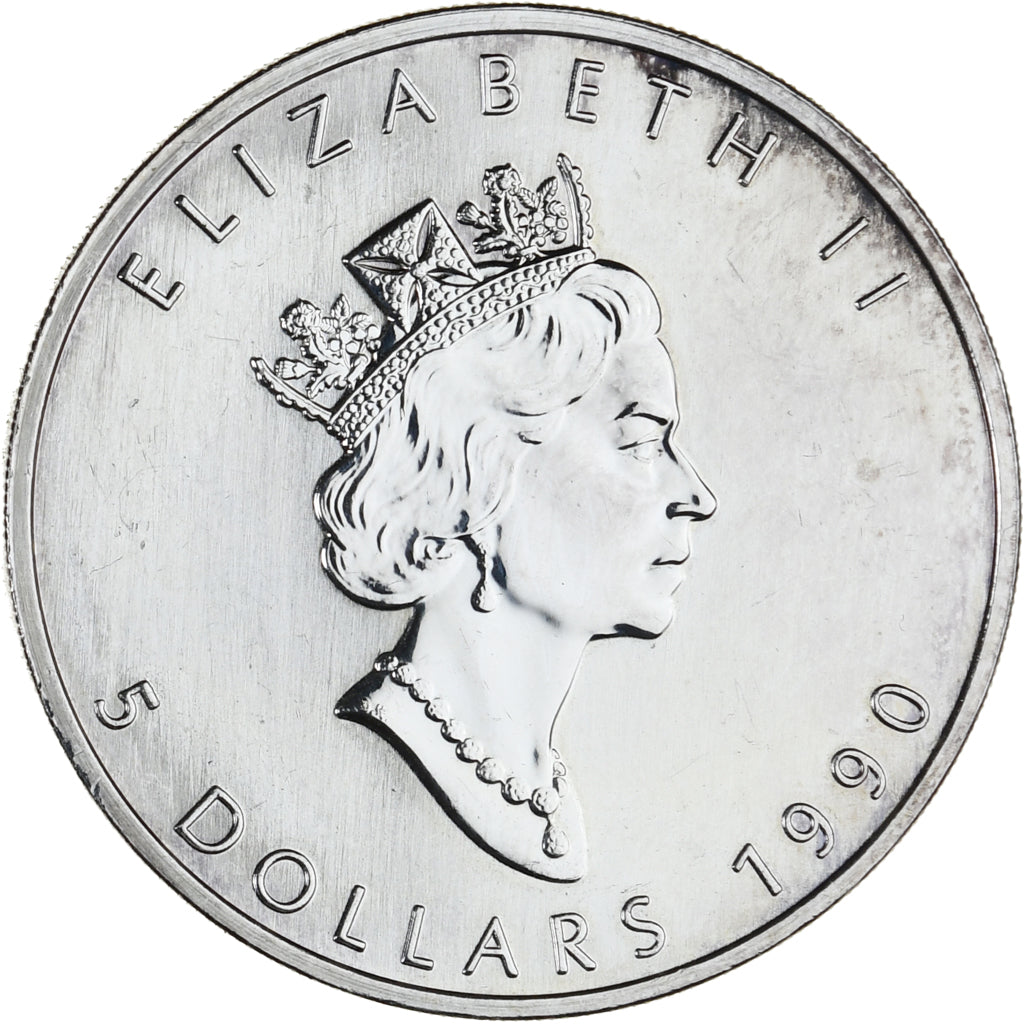 Moneta, Canada, Elizabeth II, 5 Dollars, 1990, Royal Canadian Mint, Ottawa