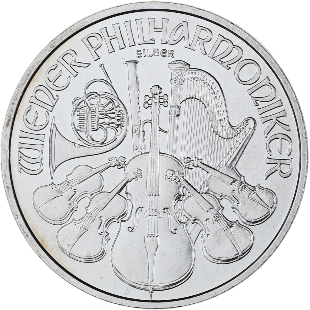 Austria, 1.5 EURO, Vienna Philharmonic, 2008, 1 Oz, MS(63), Silver