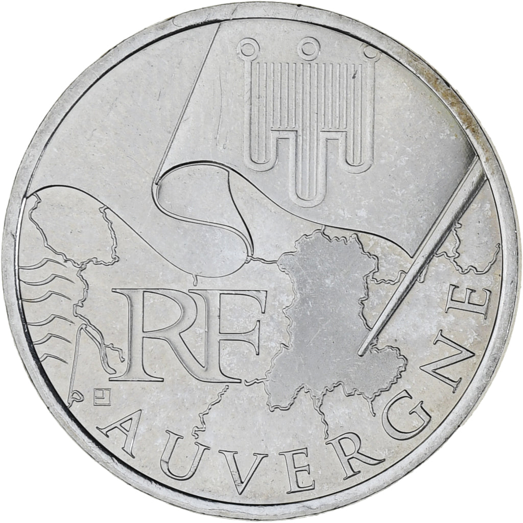France, 10 Euro, Euros des régions, 2010, Paris, Auvergne, SPL, Argent, KM:1646