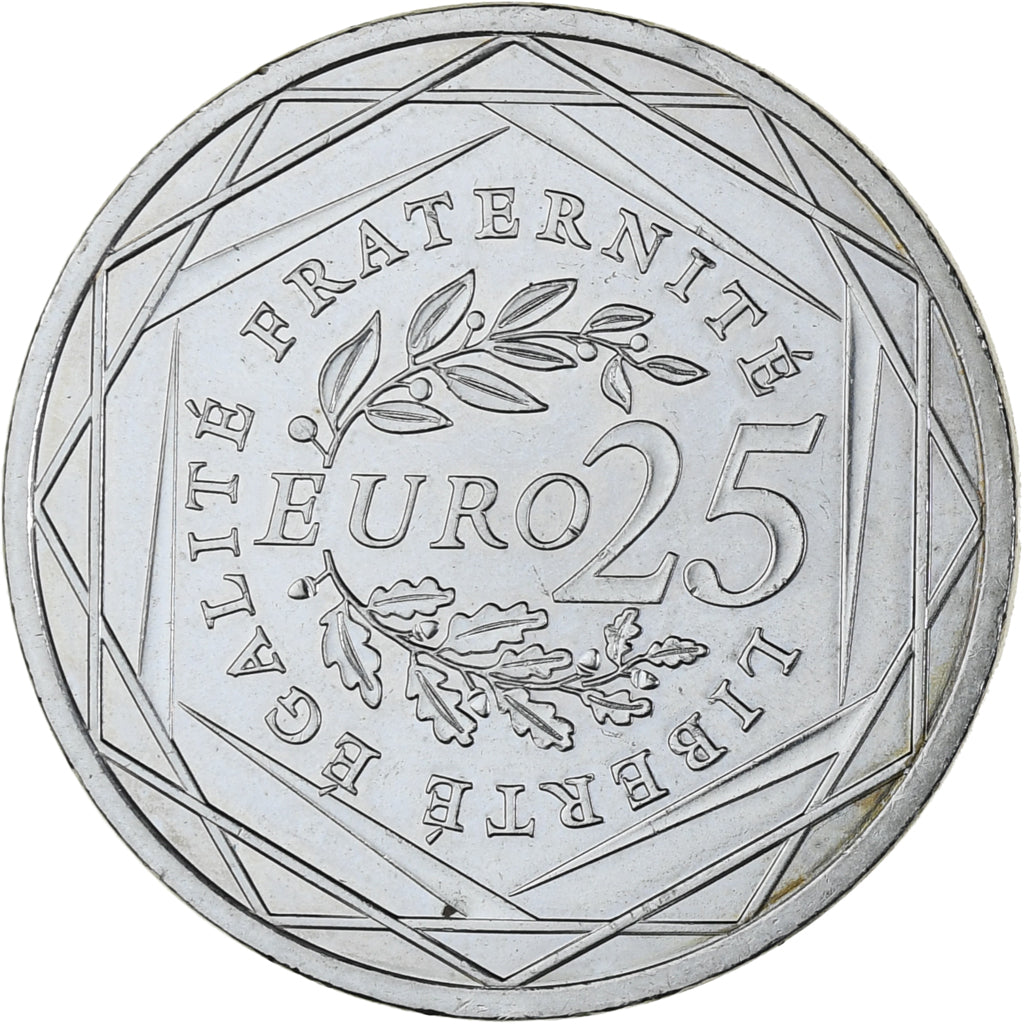 France, 25 Euro, Semeuse, 2009, MS(63), Silver, KM:1581