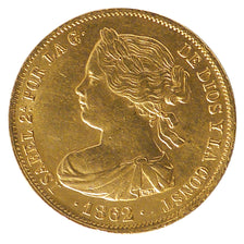 Spain, 100 Reales, 1862, Madrid, KM #605.3, AU(55-58), Gold, 8.37