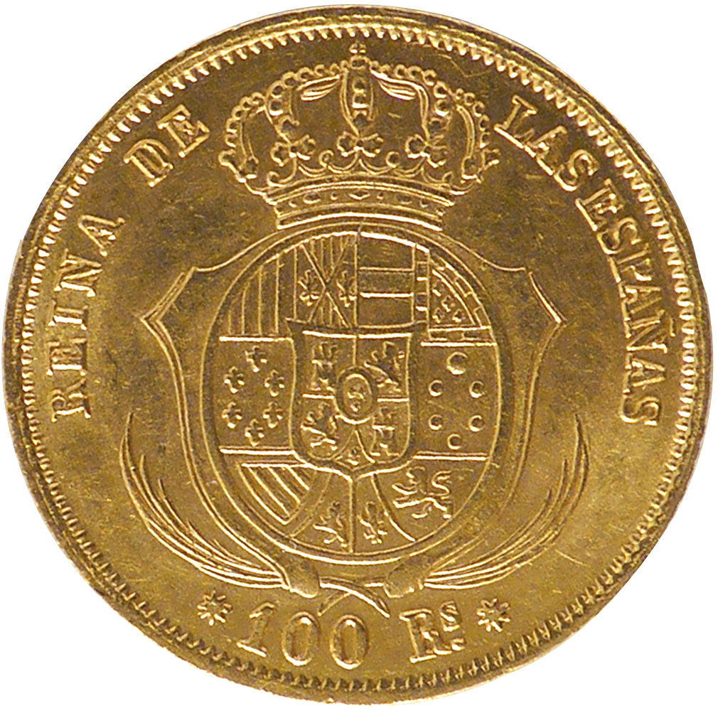 Spain, 100 Reales, 1862, Madrid, KM #605.3, AU(55-58), Gold, 8.37