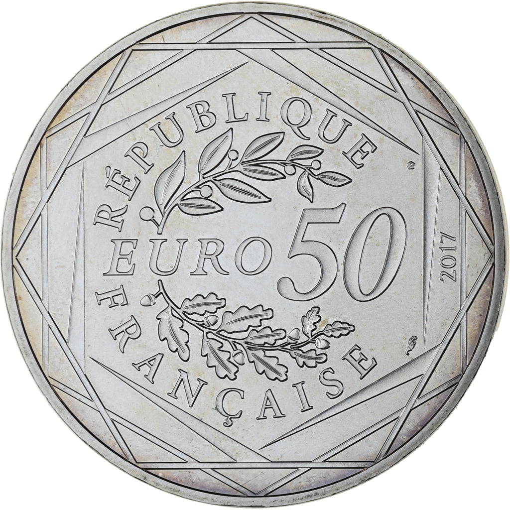 Francja, 50 Euro, Jean-Paul Gaultier - La Marseillaise, 2017, MS(63), Srebro