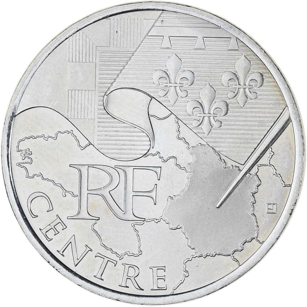 France, 10 Euro, Euros des régions, 2010, Paris, Centre, MS(63), Silver