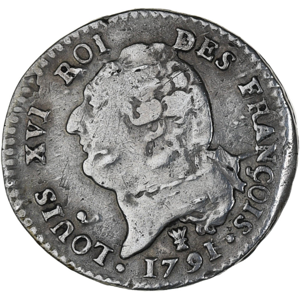 Frankreich, Louis XVI, 15 Sols, 1791 / AN 3, Limoges, SS, Silber, KM:604.5