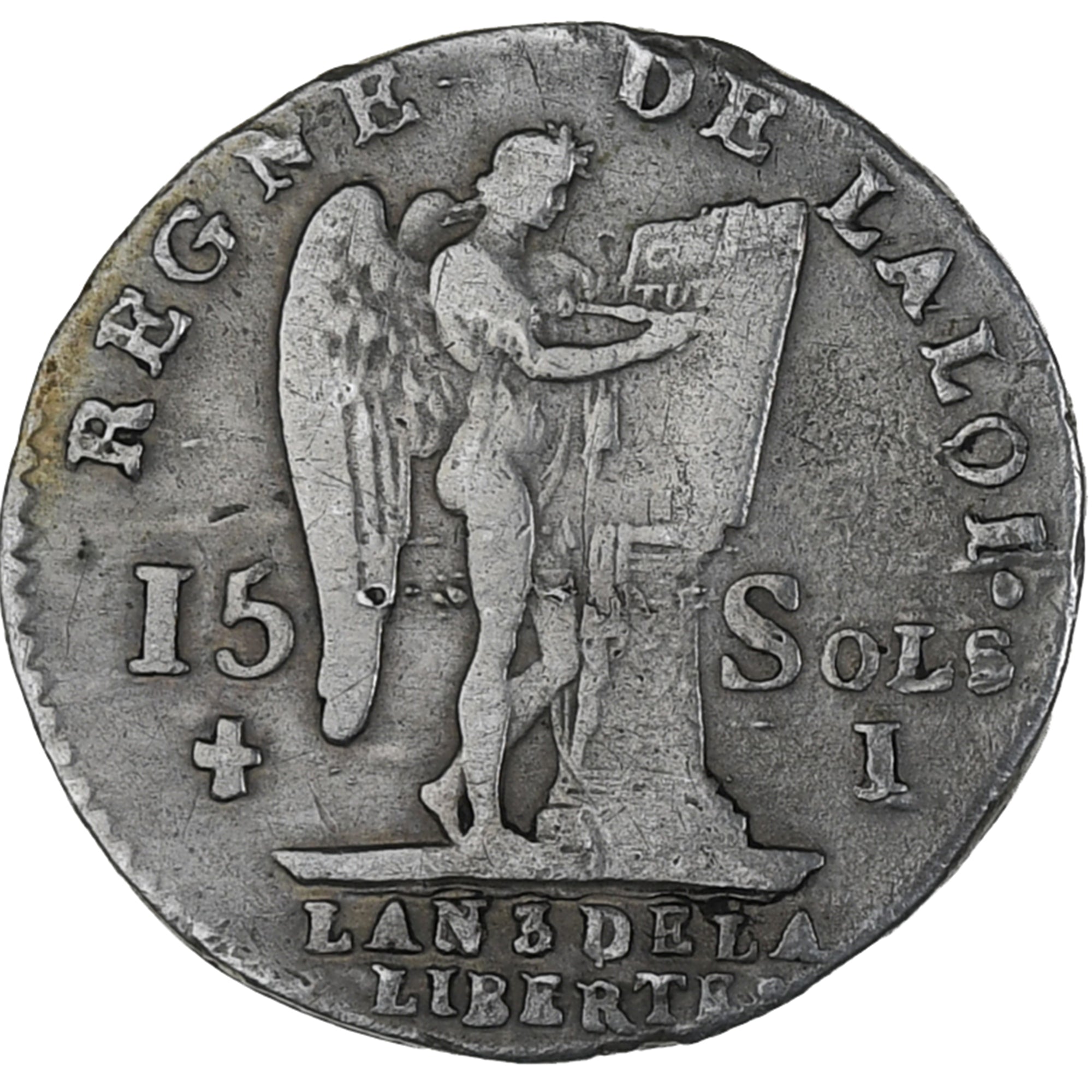 Frankreich, Louis XVI, 15 Sols, 1791 / AN 3, Limoges, SS, Silber, KM:604.5