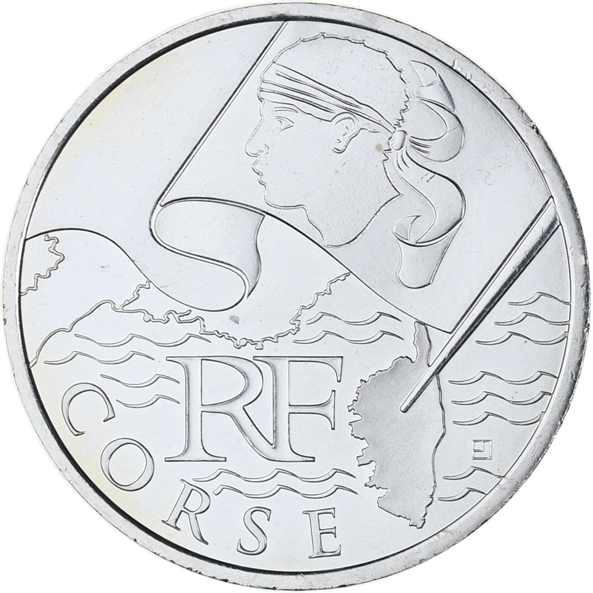 France, 10 Euro, Euros des régions, 2010, Paris, Corse, SPL, Argent, KM:1658