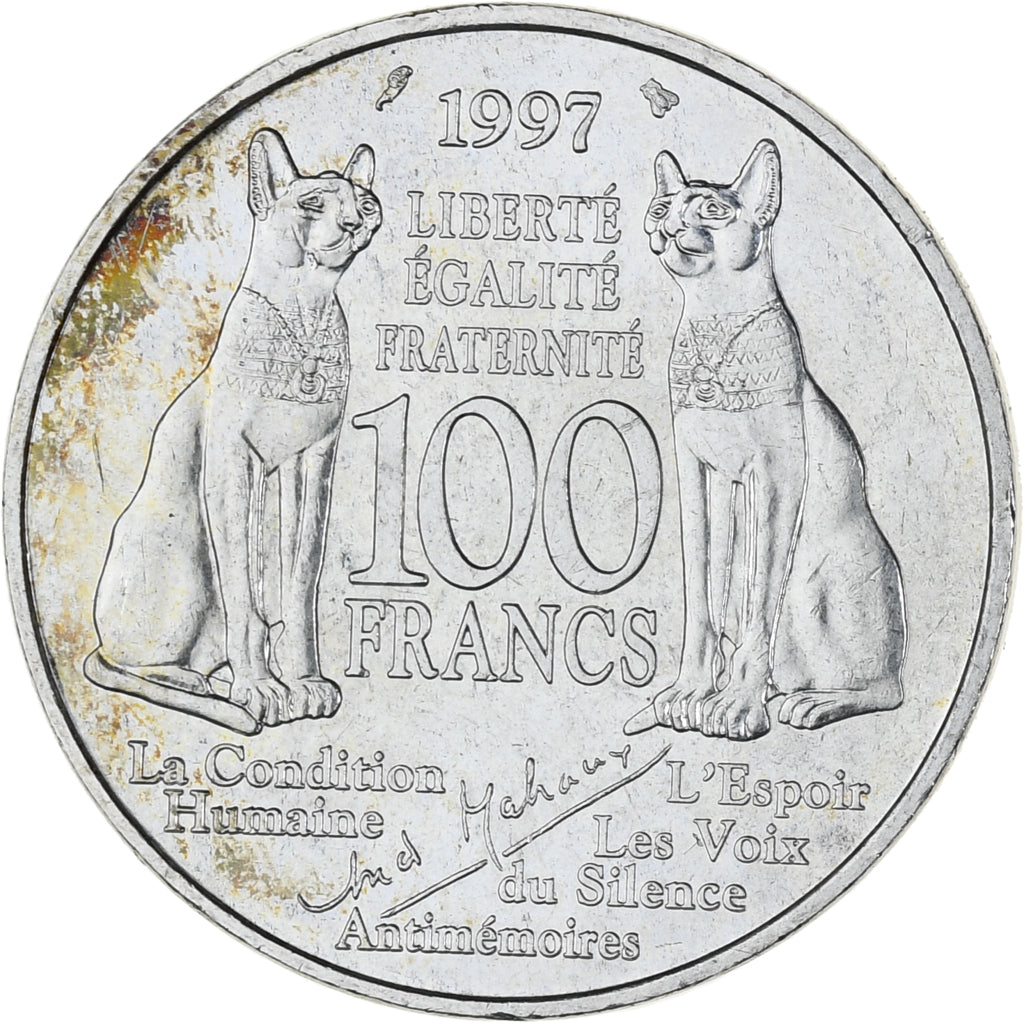 Münze, Frankreich, André Malraux, 100 Francs, 1997, VZ, Silber, KM:1188