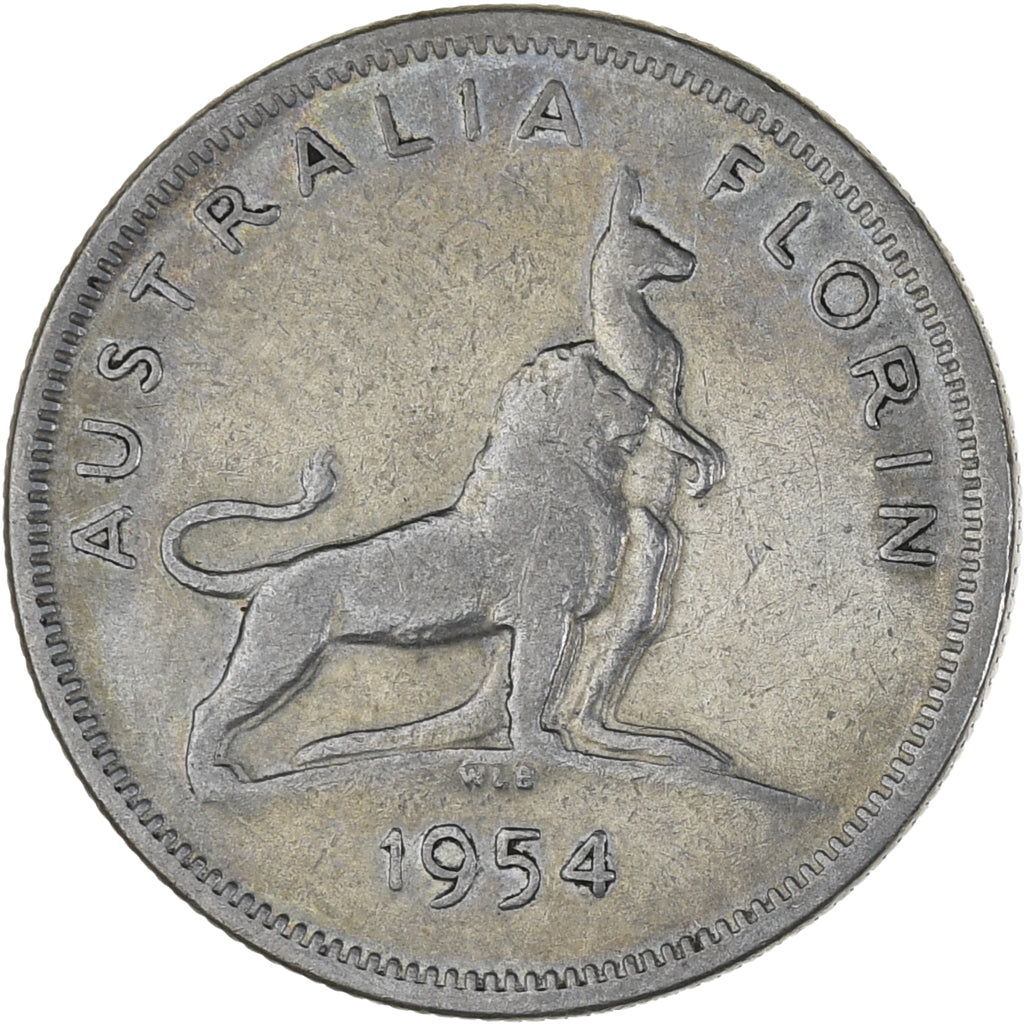 Australie, Elizabeth II, Florin, 1954, Melbourne, TTB, Argent, KM:55