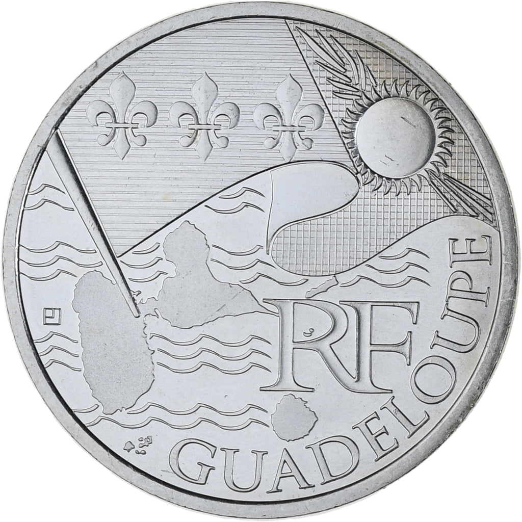 França, 10 Euro, Euros des régions, 2010, Paris, Guadeloupe, MS(63), Prata