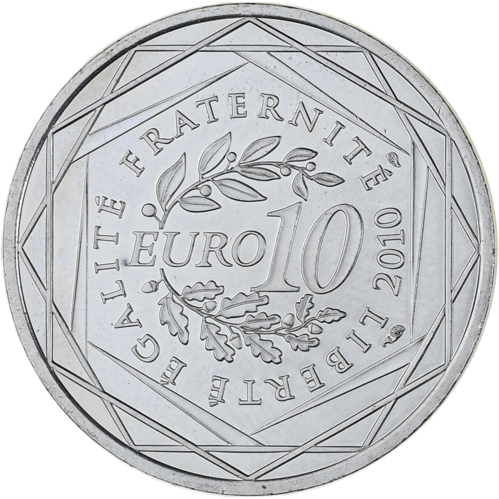 França, 10 Euro, Euros des régions, 2010, Paris, Guadeloupe, MS(63), Prata