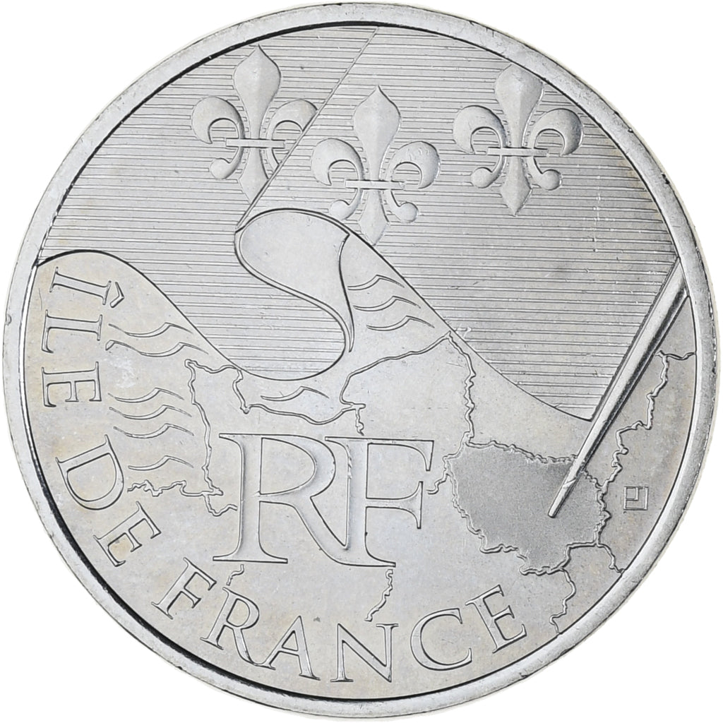 Francia, 10 Euro, Euros des régions, 2010, Paris, Ile De France, SC, Plata