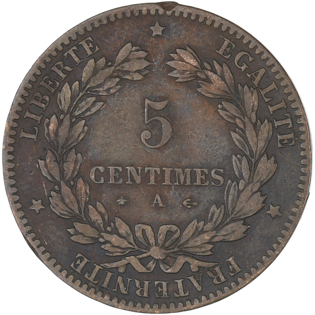 Coin, France, Cérès, 5 Centimes, 1876, Paris, AU(50-53), Bronze, KM:821.1