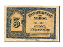 Morocco, 5 Francs, 1943, KM #24, 1943-08-01, EF(40-45)