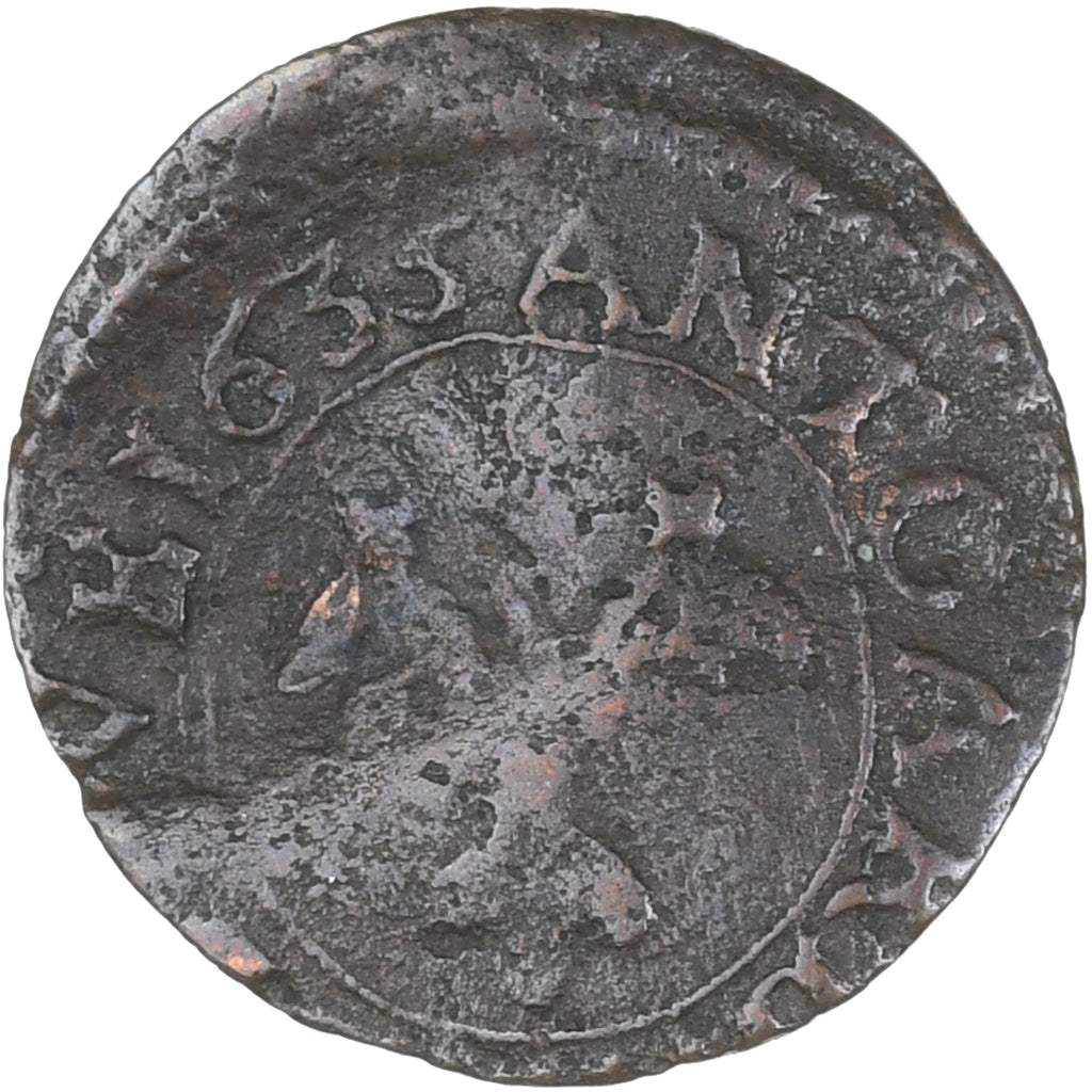 Frankrijk, Comtat-Venaissin, Double Tournois, 1635, Avignon, ZG, Koper, KM:53