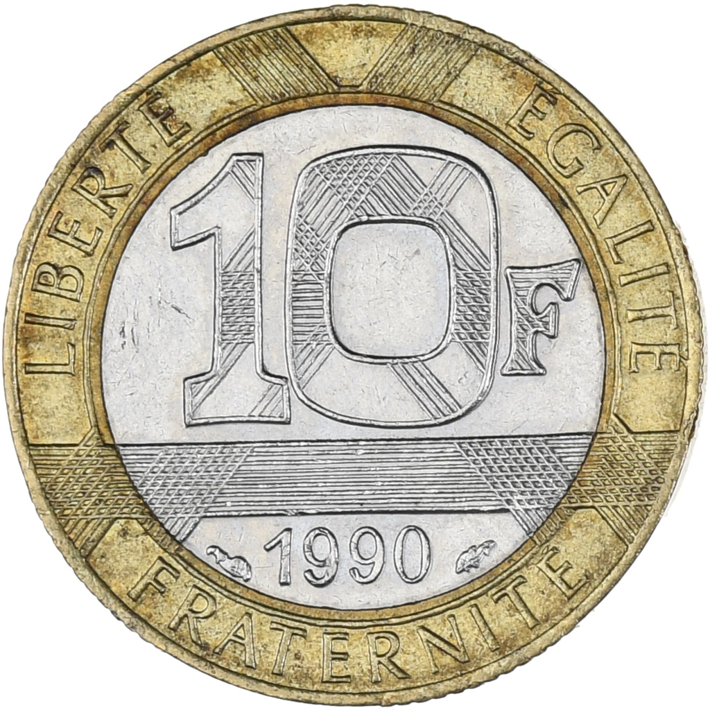 Coin, France, Génie, 10 Francs, 1990, MS(63), Bi-Metallic, KM:964.1