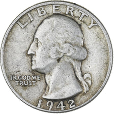 États-Unis, Washington Quarter, Quarter, 1942, Philadelphie, TTB, Argent
