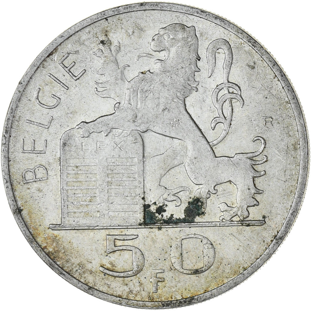 Coin, Belgium, 50 Francs, 50 Frank, 1948, EF(40-45), Silver, KM:137