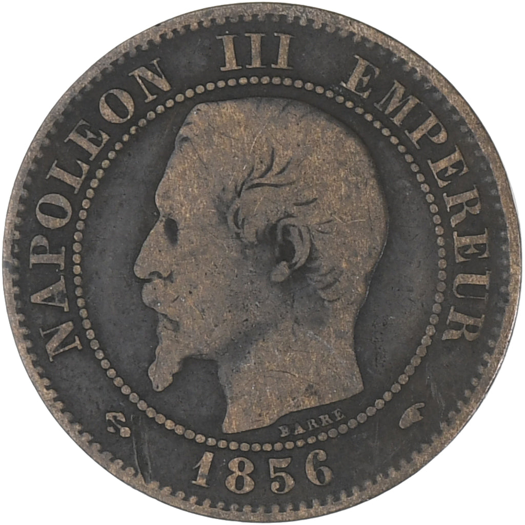 Moneda, Francia, Napoleon III, Napoléon III, 2 Centimes, 1856, Paris, BC+
