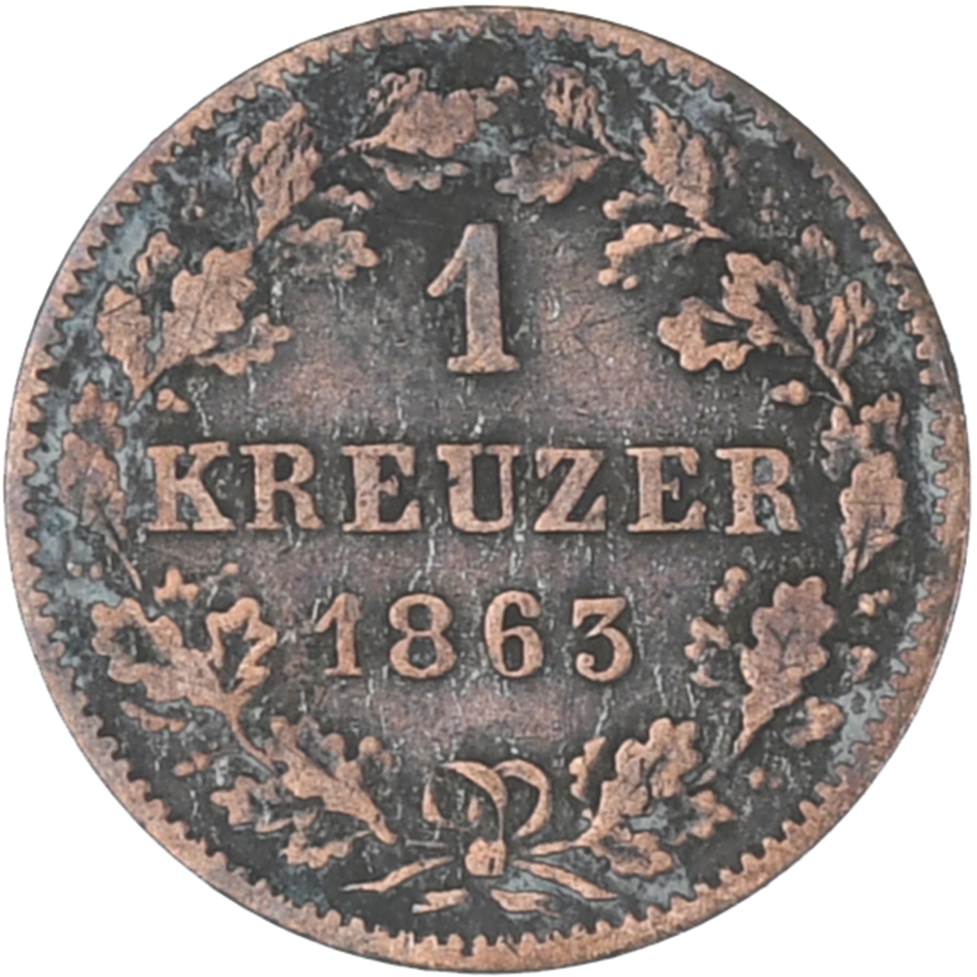 Coin, German States, WURTTEMBERG, Wilhelm I, Kreuzer, 1863, VF(30-35), Silver
