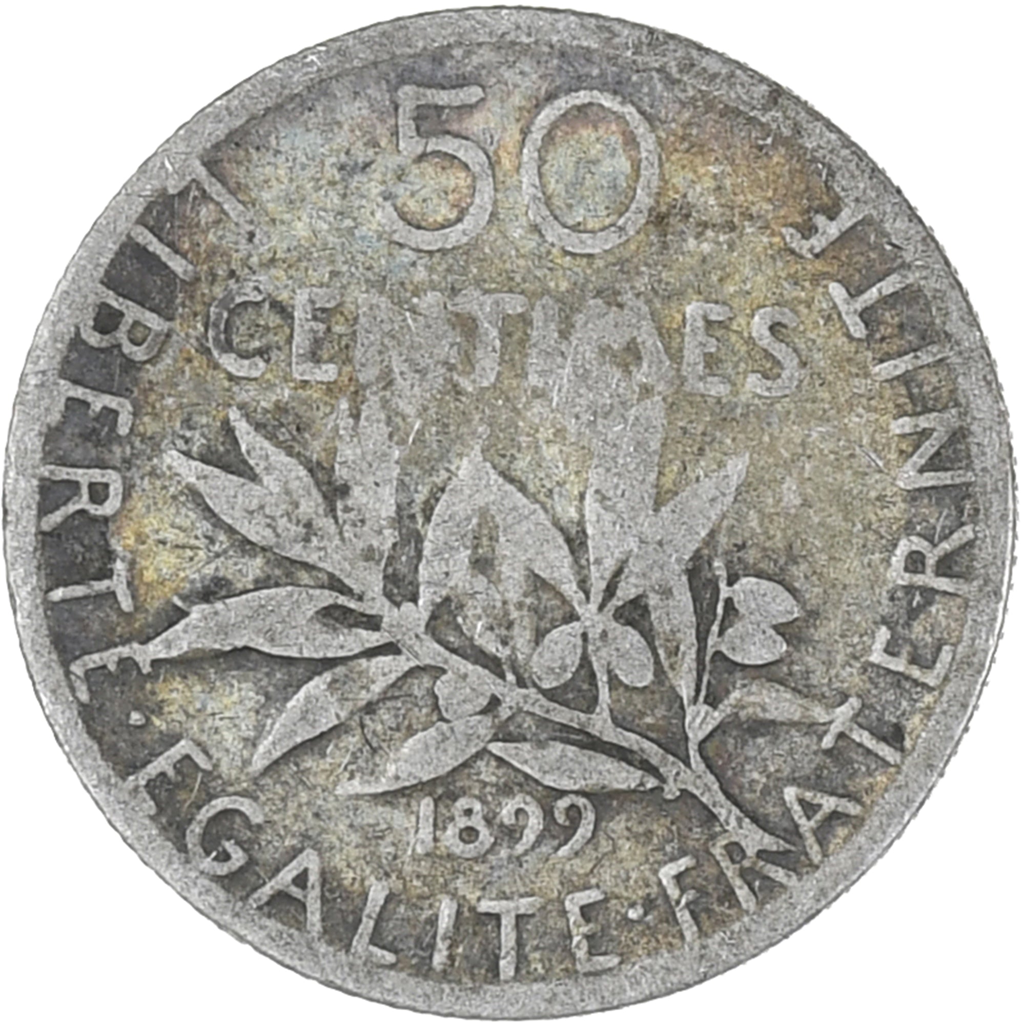 Moeda, França, Semeuse, 50 Centimes, 1899, Paris, VF(20-25), Prata, KM:854