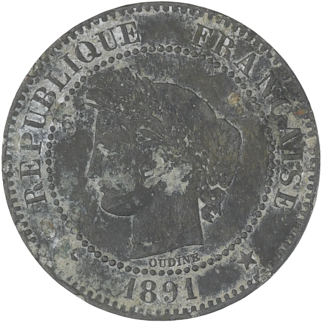Moneda, Francia, Cérès, 2 Centimes, 1891, Paris, BC+, Bronce, KM:827.1