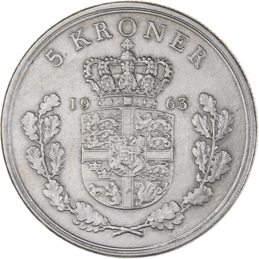 Coin, Denmark, Frederik IX, 5 Kroner, 1963, Copenhagen, AU(50-53)