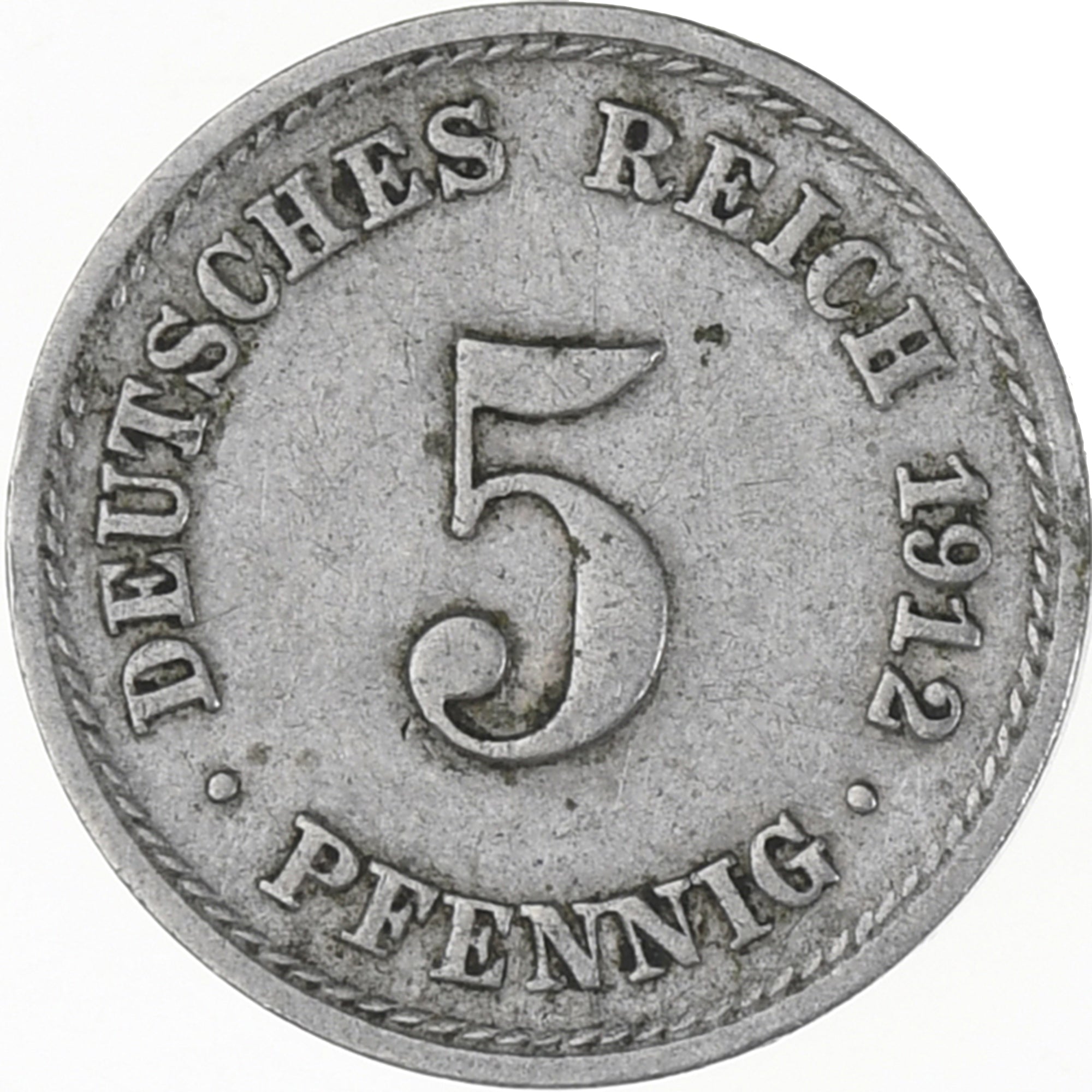 Coin, GERMANY - EMPIRE, Wilhelm II, 5 Pfennig, 1912, Berlin, EF(40-45)