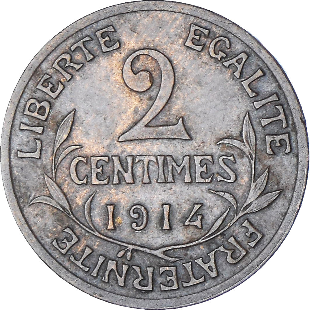 Munten, Frankrijk, Dupuis, 2 Centimes, 1914, Paris, ZF+, Bronzen, KM:841