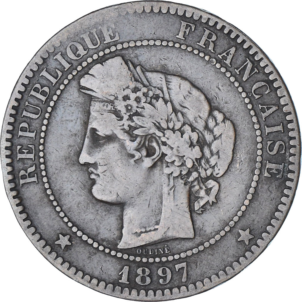 Moneta, Francia, Cérès, 10 Centimes, 1897, Paris, BB, Bronzo, KM:815.1