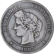 Moneta, Francia, Cérès, 10 Centimes, 1897, Paris, BB, Bronzo, KM:815.1