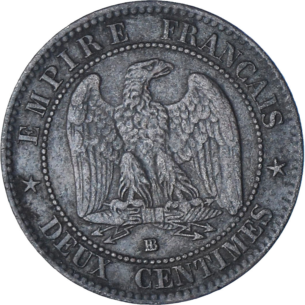 Moneda, Francia, Napoleon III, Napoléon III, 2 Centimes, 1855, Strasbourg, MBC