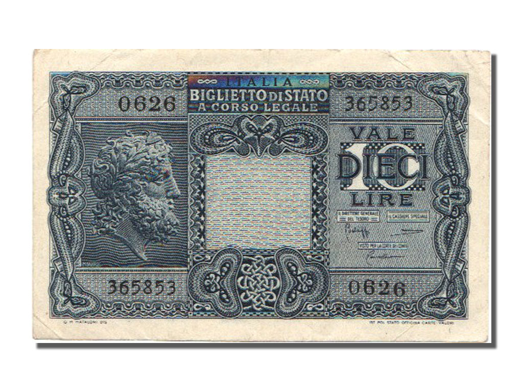 Italy, 10 Lire, 1944, KM #32c, 1944-11-23, UNC(60-62)
