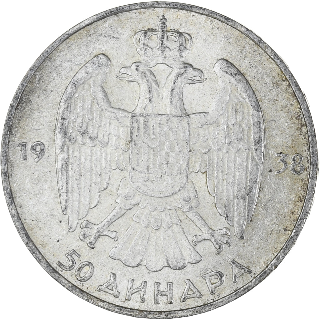 Münze, Jugoslawien, Petar II, 50 Dinara, 1938, SS, Silber, KM:24