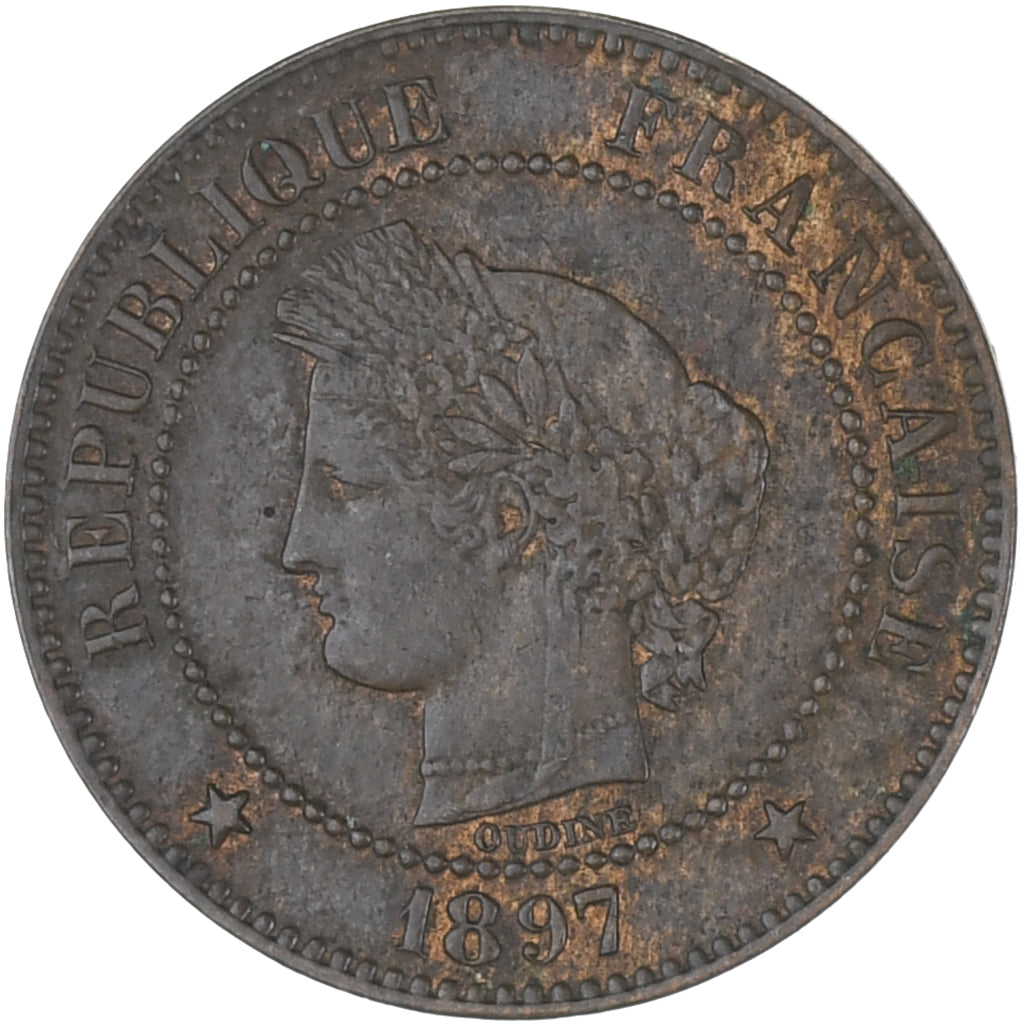 Moneda, Francia, Cérès, 2 Centimes, 1897, Paris, MBC, Bronce, KM:827.1