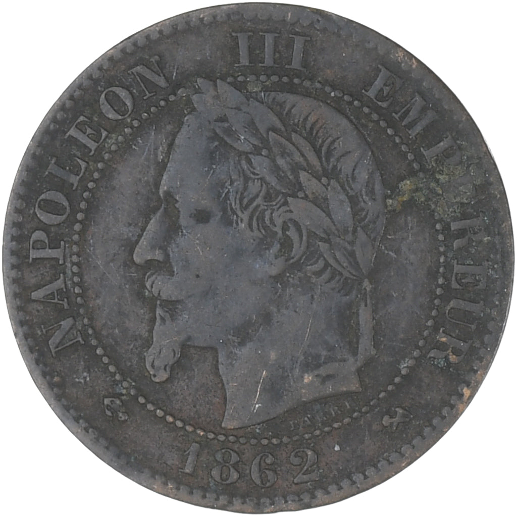 Moneda, Francia, Napoleon III, Napoléon III, 2 Centimes, 1862, Bordeaux, BC+