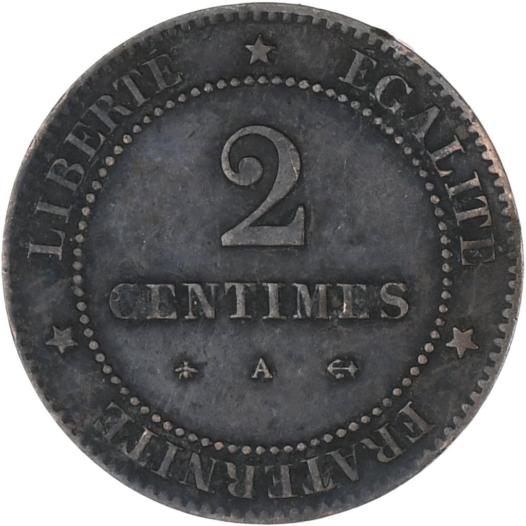 Moneda, Francia, Cérès, 2 Centimes, 1879, Paris, MBC, Bronce, KM:827.1