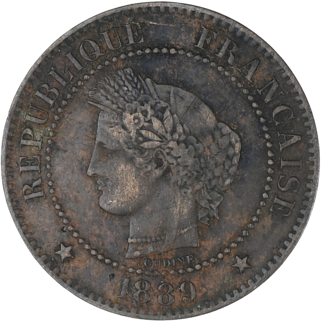 Moneda, Francia, Cérès, 2 Centimes, 1889, Paris, MBC, Bronce, KM:827.1