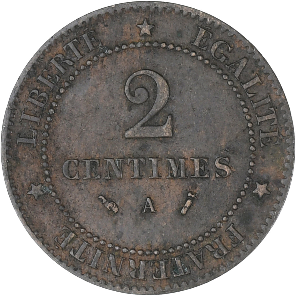 Moneda, Francia, Cérès, 2 Centimes, 1889, Paris, MBC, Bronce, KM:827.1