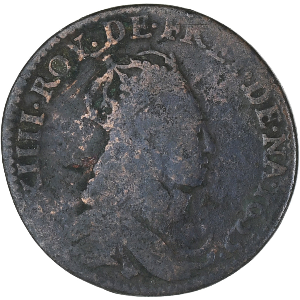 France, Louis XIV, Liard de France, 1655, Vimy, VF(20-25), Copper, KM:192.5