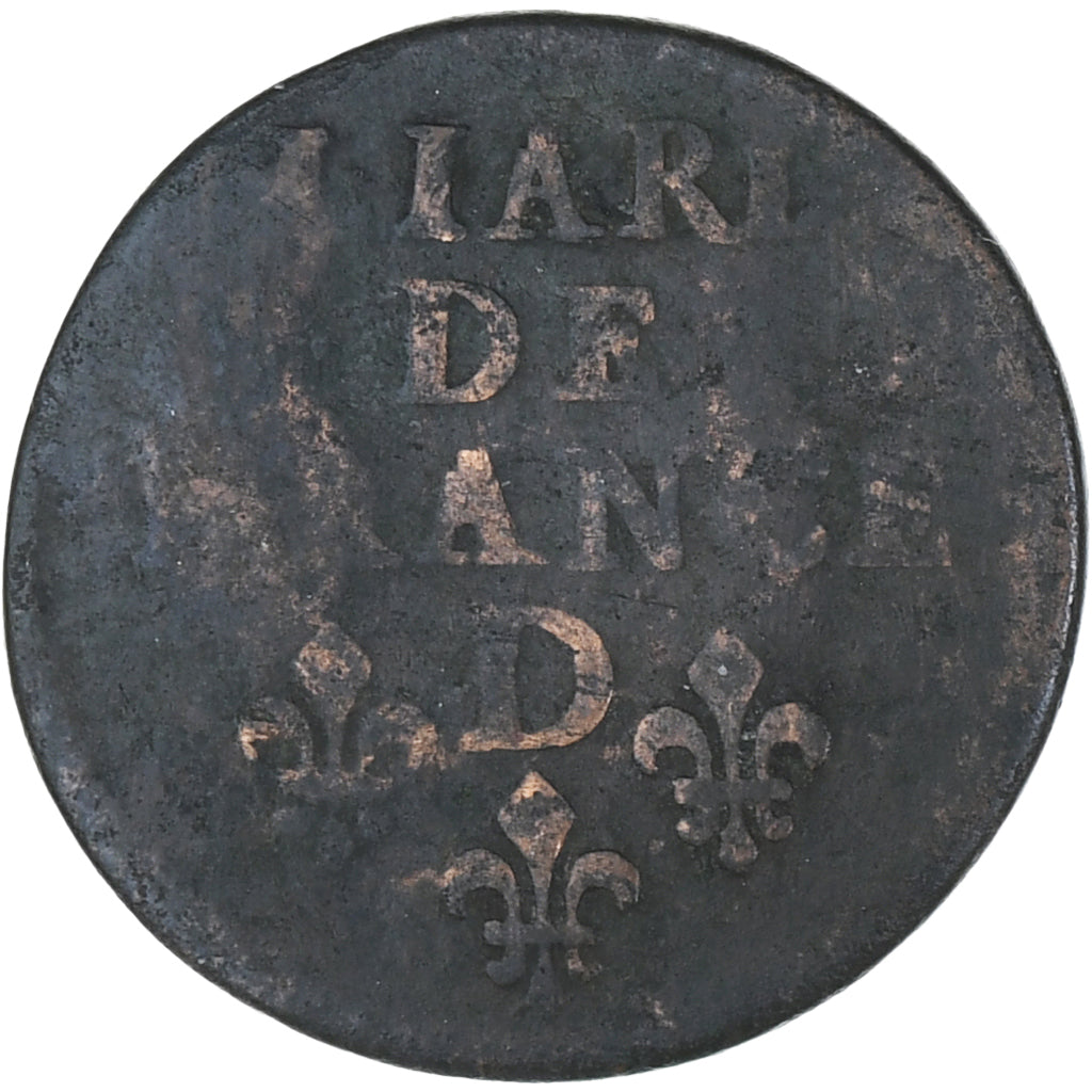France, Louis XIV, Liard de France, 1655, Vimy, VF(20-25), Copper, KM:192.5