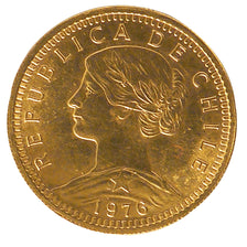 Chile, 20 Pesos, 1976, Santiago, KM #168, MS(60-62), Gold, 18.5, 4.07