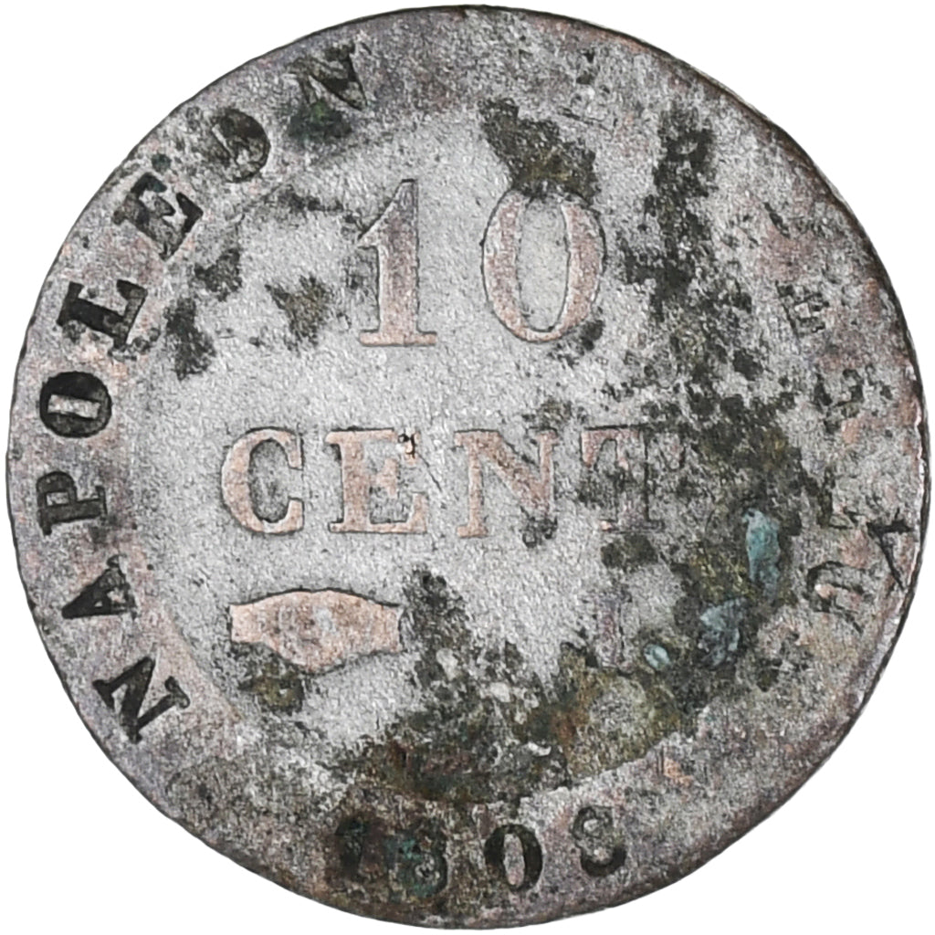 Moneda, Francia, Napoléon I, 10 Centimes, 1808, Limoges, BC, Vellón, KM:676.5