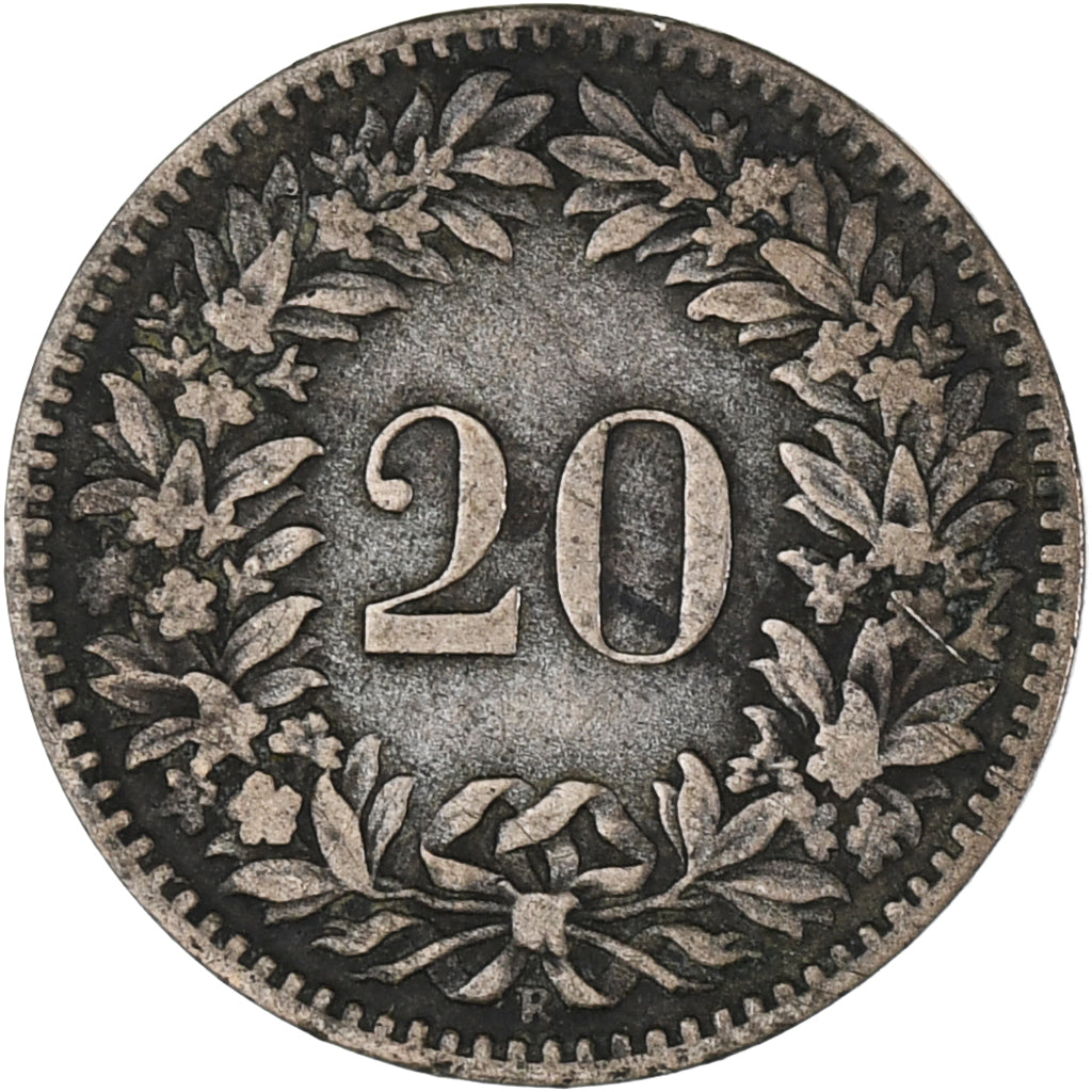 Coin, Switzerland, 20 Rappen, 1858, Bern, EF(40-45), Billon, KM:7
