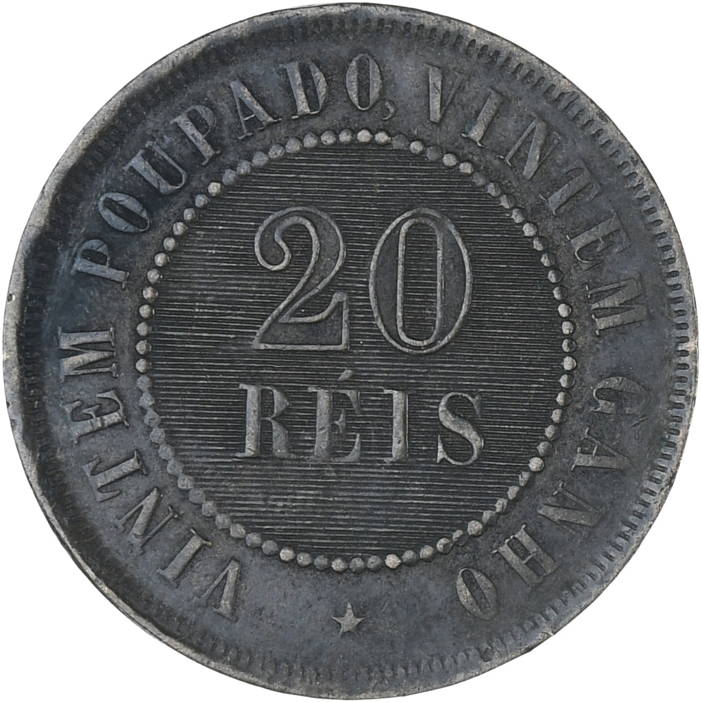 Coin, Brazil, 20 Reis, 1908, EF(40-45), Bronze, KM:490