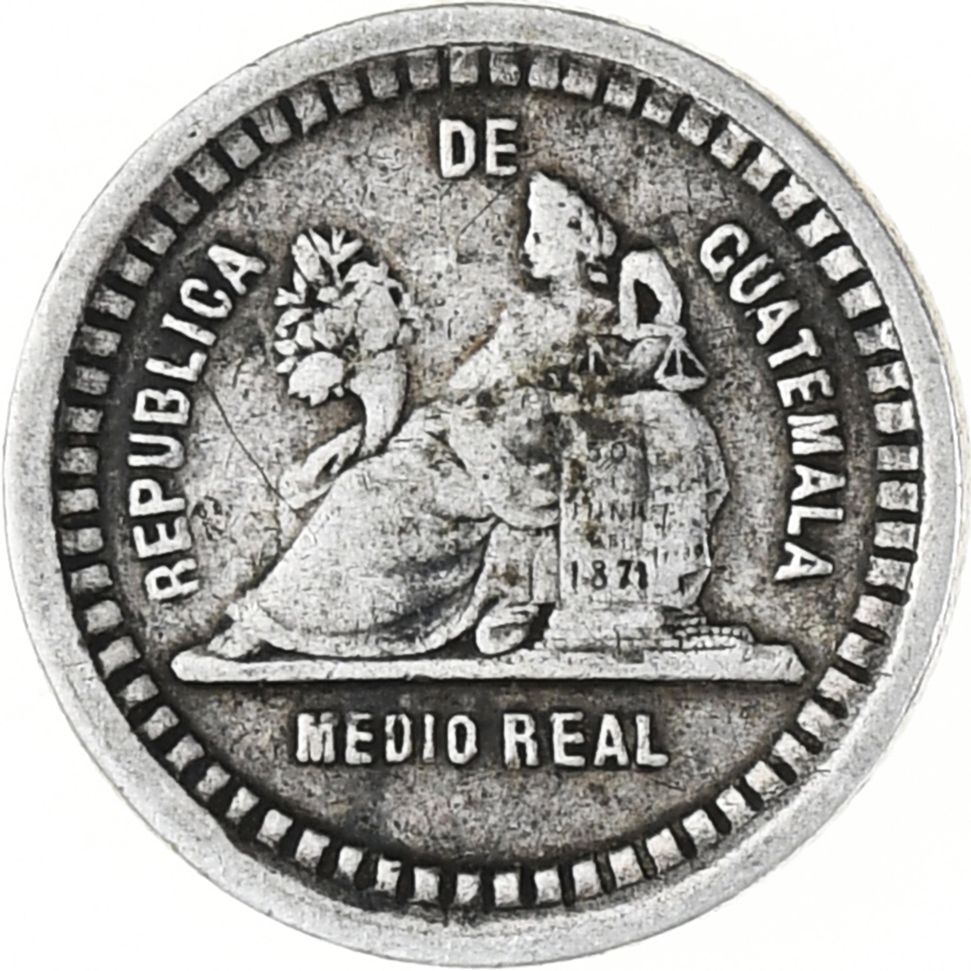 Coin, Guatemala, 1/2 Real, Medio, 1880, AU(55-58), Silver, KM:155.1