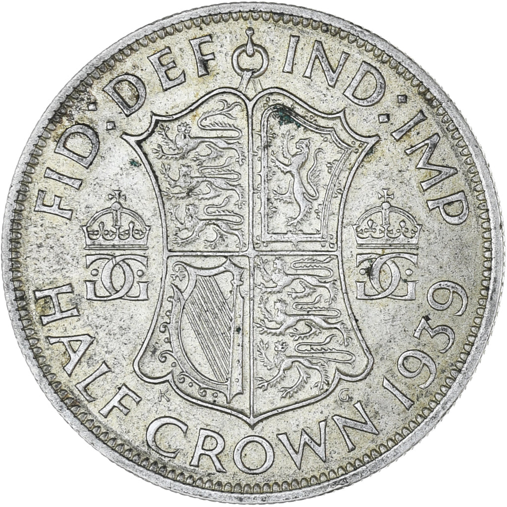 Great Britain, George VI, 1/2 Crown, 1939, EF(40-45), Silver, KM:856