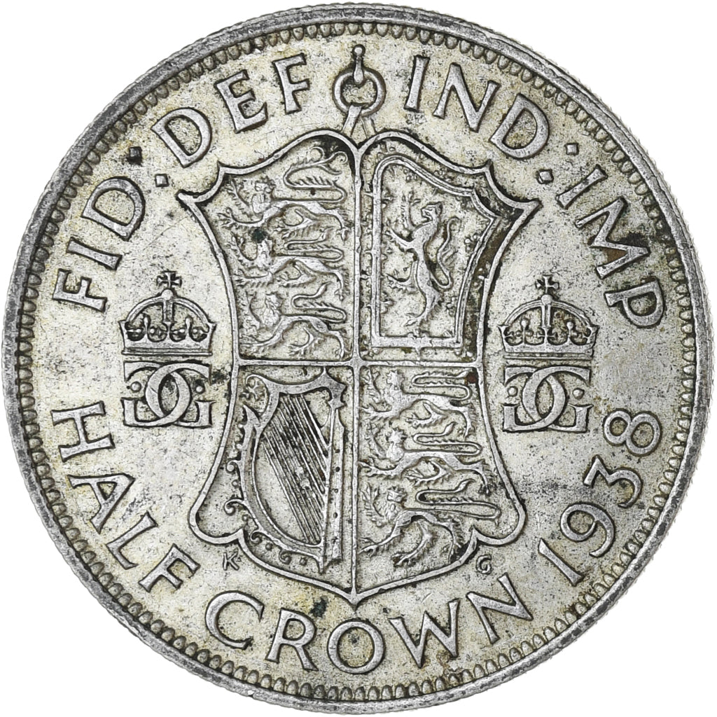 Großbritannien, George VI, 1/2 Crown, 1938, SS, Silber, KM:856