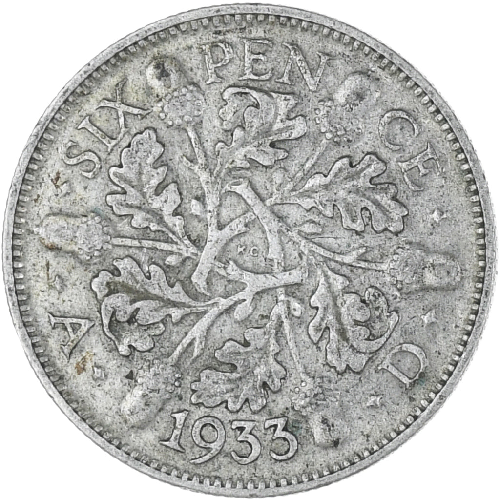Grã-Bretanha, George V, 6 Pence, 1933, EF(40-45), Prata, KM:832